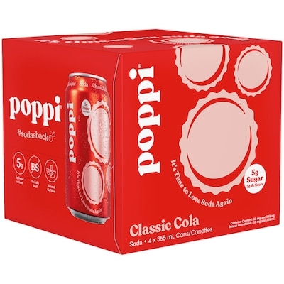 Poppi Classic Cola Cans 4x355.0 ml, $0.84/100ml