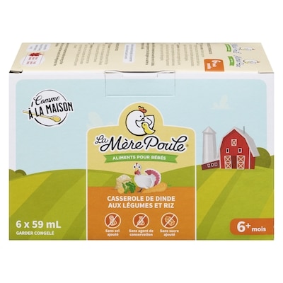 Mother Hen Aliments pour bébés casserole de dinde aux légumes et riz 6+ mois 59 ml, 26,25 $/100ml