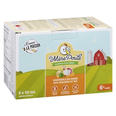 Aliments pour bébés casserole de dinde aux légumes et riz 6+ mois