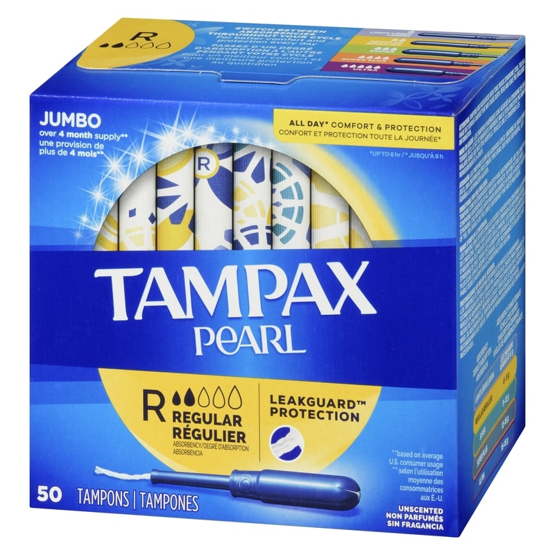 Pearl Tampons Regular Absorbency, 50 Count