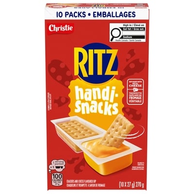 Christie Craquelins Handi Snacks de Ritz et trempette, fromage véritable 10x27.0 g, 4,81 $/100g