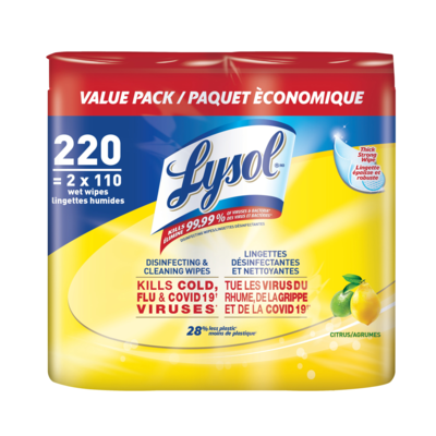 Lysol Lingettes désinfectantes - Argumes 2x110.0 ea, 0,07 $/1ch