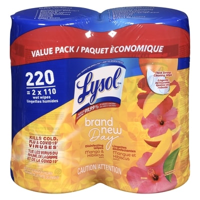 Lysol Brand New Day Disinfecting Wipes Mango & Hibiscus Scent Value Pack 110 ea, $0.14/1ea