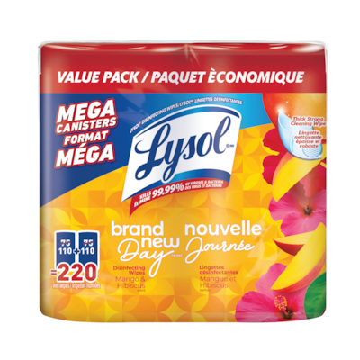 Lysol Brand New Day Disinfecting Wipes Mango & Hibiscus Scent Value Pack 110 ea, $0.14/1ea