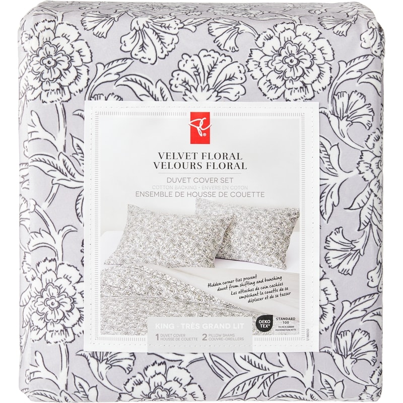 King Velvet Floral Duvet Cover 3 Piece Set