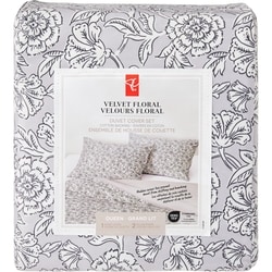 Queen Velvet Floral Duvet Cover 3 Piece Set