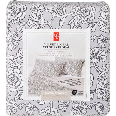 le Choix du Président Ensemble de housse de couette 3 pièces en velours floral pour grand lit 1 ea, 99,00 $/1ch