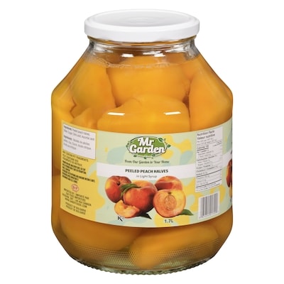 Mr.Garden Peeled Peach Halves In Light Syrup 1.7 l, $0.47/100ml