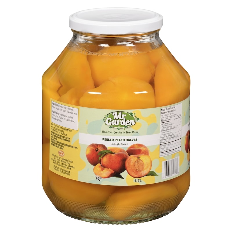 Mr.Garden Peeled Peach Halves In Light Syrup - 1.7 l | Fortinos
