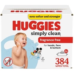 Simply Clean Unscented Baby Wipes, 6 Flip-Top Packs 