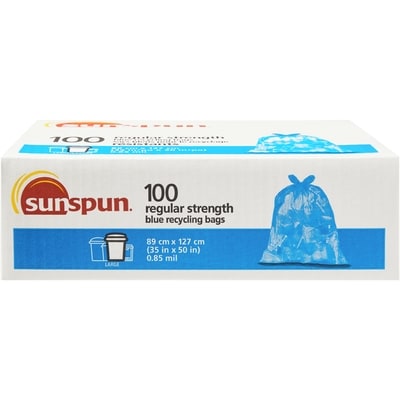 Sunspun Blue Recycling Bags, Regular Strength 100 ea, $0.30/1ea