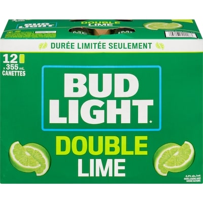 Bud Light Bière légère avec arôme naturel double lime durée limitée seulement (Pièce d’identité requise au moment du ramassage) 12x355.0 ml, 0,60 $/100ml