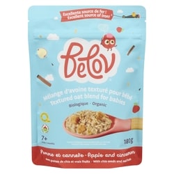 Belov Mélange d'avoine texturé pour bébé pomme et cannelle 7+ mois 180 g, 3,06 $/100g