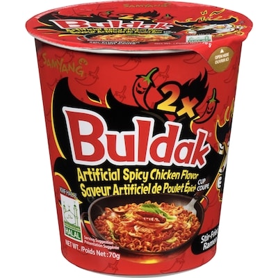 Samyang Buldak Stir-Fried Ramen Cup Artificial Spicy Chicken Flavor 70 g, $3.56/100g