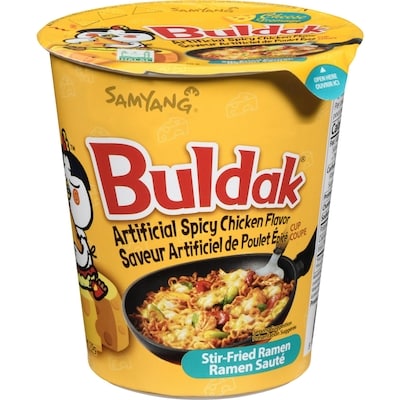 Samyang Buldak Stir-Fried Ramen Cup Cheese Artificial Spicy Chicken Flavor 70 g, $3.56/100g