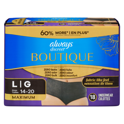Always Culottes discrètes pour femmes G noires, paquet de 18 18 ea, 1,94 $/1ch