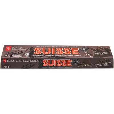 le Choix du Président Chocolat noir suisse avec nougat au miel et aux amandes 0.4 kg, 2,00 $/100g
