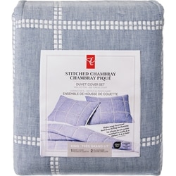King Stitched Chambray Duvet Cover 3 Piece Set