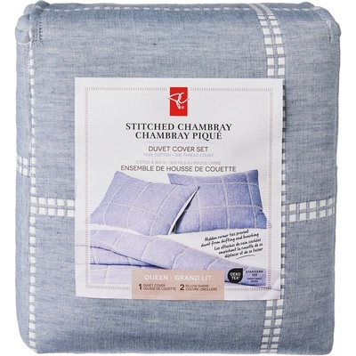 le Choix du Président Ensemble de housse de couette 3 pièces en chambray piqué pour grand lit 1 ea, 99,00 $/1ch