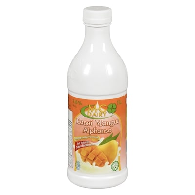 Mc Dairy Breuvage laitier fermenté lassi mangue alphonso 1.6 % m.g. 1 l, 0,48 $/100ml