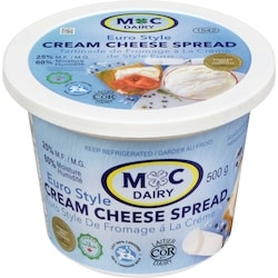 Mc Dairy Tartinade de fromage à la crème de style euro 25% m.g. 500 g, 1,80 $/100g