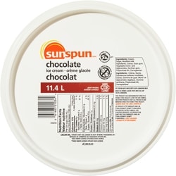 Sunspun Chocolate Ice Cream 11.4 l, $0.25/100ml