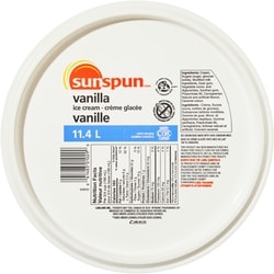 Sunspun Vanilla Ice Cream 11.4 l, $0.25/100ml