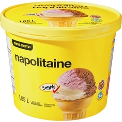 Sans Nom Lait glacé à la napolitaine 1.65 l, 0,24 $/100ml