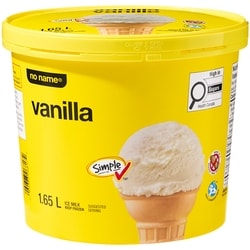 Sans Nom Lait glacé à la vanille 1.65 l, 0,24 $/100ml