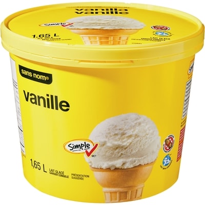 Sans Nom Lait glacé à la vanille 1.65 l, 0,24 $/100ml