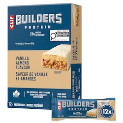 CLIF BUILDERS Protein Bars, Vanilla Almond Flavour, 20 g of Protein (Pack of 12) 12x68.0 g, $4.17/100g $1.89/1lb
