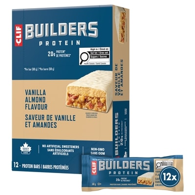 CLIF BUILDERS Protein Bars, Vanilla Almond Flavour, 20 g of Protein (Pack of 12) 12x68.0 g, $4.17/100g $1.89/1lb