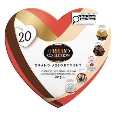 Ferrero Rocher L’assortiment COLLECTION GRAND ASSORTMENT est une sélection de recettes exquises offrant une variété unique de saveurs et de textures. Dégustez de nouvelles saveurs, dont le délicieux Cappuccino et le Manderly croquant, qui font de l’assortiment COLLECTION GRAND ASSORTMENT une gâterie irrésistible pour tous les amoureux du chocolat. C’est le cadeau qui rend chaque occasion spéciale. 205 g, 12,68 $/100g