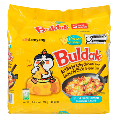 Samyang Buldak ramen sauté fromage saveur artificiel de poulet épicé 700 g, 1,36 $/100g