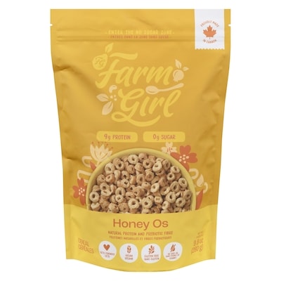 Farm Girl Céréales Honey Os sans sucre 280 g, 4,10 $/100g