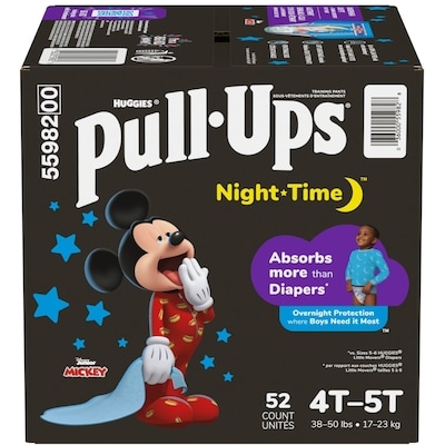 Huggies Sous-vêtements d’entraînement de nuit, garçons, 4T-5T, 52 sous-vêtements 52 ea, 0,69 $/1ch