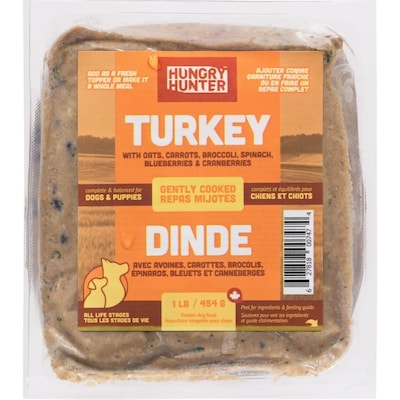 Hungry Hunter Frozen Dog Food Turkey All Life Stages 0.453 kg, $2.87/100g