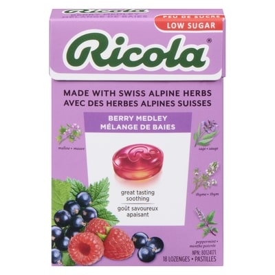 Ricola Box Berry Medley, Low Sugar Naturally Delicious Throat Refreshment & Relief 18 ea, $0.19/1ea