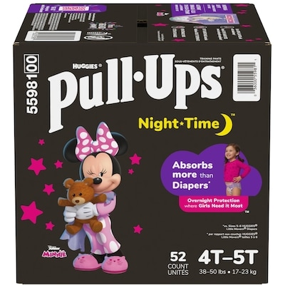 Huggies Sous-vêtements d’entraînement de nuit, filles, 4T-5T, 52 sous-vêtements 52 ea, 0,69 $/1ch