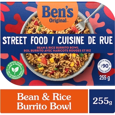 Bens Street Food Bean & Rice Burrito Bowl, Prepared Entrée 255.15 g, $1.37/100g
