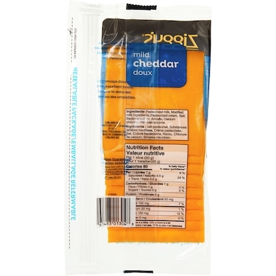 Tranches de fromage cheddar doux