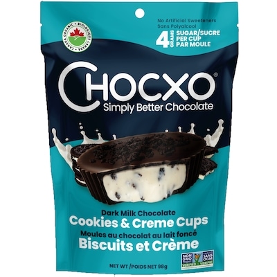 ChocXO Moules au chocolat au lait fonce Biscuits et Crème 98 g, 5,61 $/100g