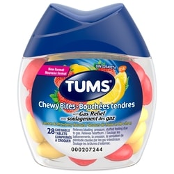 Tums Chewy Bites With Gas Relief Lemon And Strawberry Flavours 28 ea, $0.25/1ea