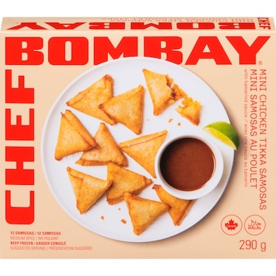 Chef Bombay Mini samosas au poulet tikka avec une sauce de tamarin mi-piquant 290 g, 2,07 $/100g