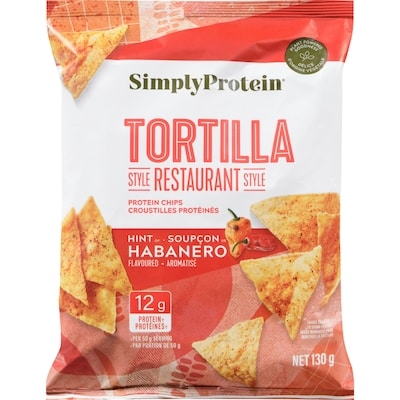 Simply Protein Restaurant-Style Protein Chips Tortilla Hint Of Habanero Flavoured 130 g, $4.22/100g