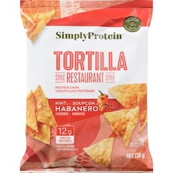 Simply Protein Croustilles protéinées de style restaurant tortilla soupçon de habanero aromatisé 130 g, 4,22 $/100g