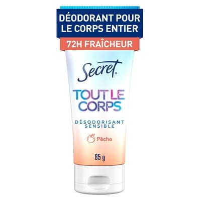 Secret Désodorisant tout le corps sans aluminium, crème clarté, pêche et vanille 85 g, 22,34 $/100g