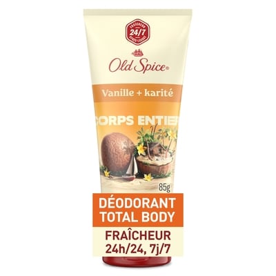 Old Spice Désodorisant pour l’ensemble du corps sans aluminium en crème, vanille et karité 85 g, 22,34 $/100g