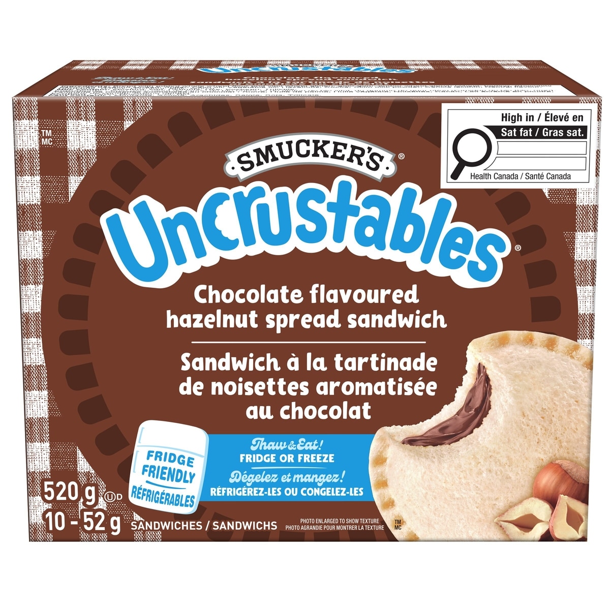 Smuckers Uncrustables Chocolate Hazelnut Spread Sandwich