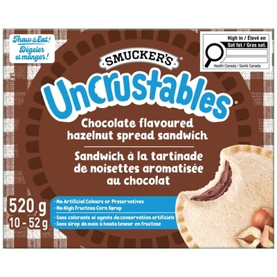 Smucker’s Sandwich Uncrustables Chocolat Noisette 10 Emb 10x52.0 g, 26,90 $/100g